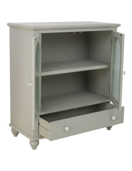 Buffet vert sauge en bois et verre 2 portes 1 tiroir 80x38x88 cm Orelela  - 3