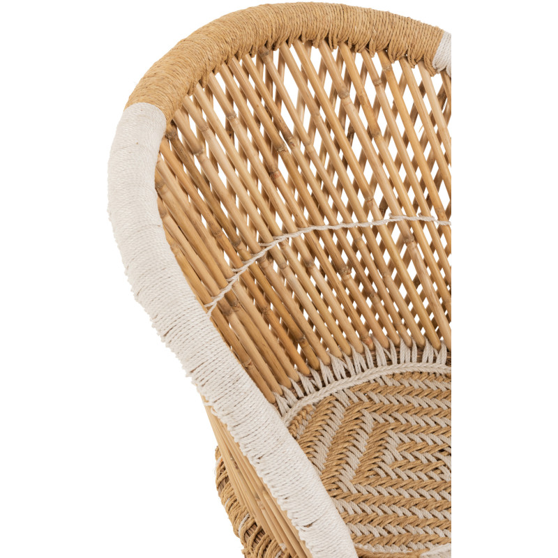 Fauteuil enfant dossier haut bambou naturel et blanc - 7