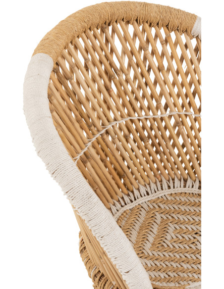 Fauteuil enfant dossier haut bambou naturel et blanc - 7