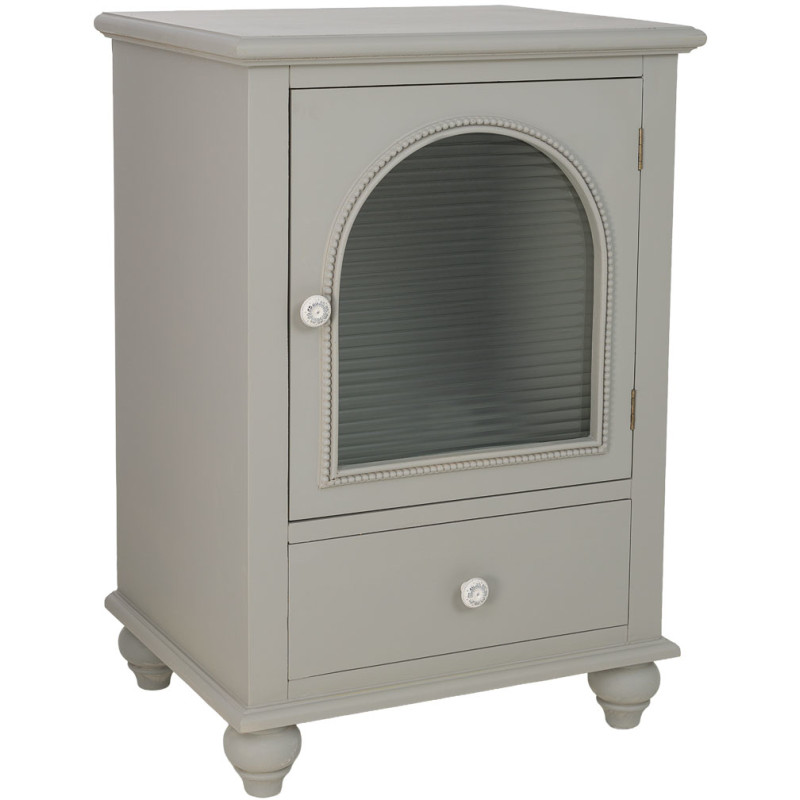 Table de chevet vert sauge en bois 1 porte 1 tiroir 50x38x74 cm Orelela  - 1