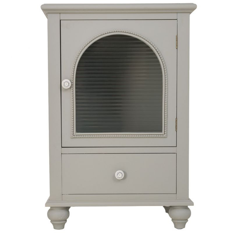 Table de chevet vert sauge en bois 1 porte 1 tiroir 50x38x74 cm Orelela  - 3