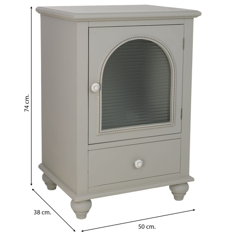 Table de chevet vert sauge en bois 1 porte 1 tiroir 50x38x74 cm Orelela  - 11