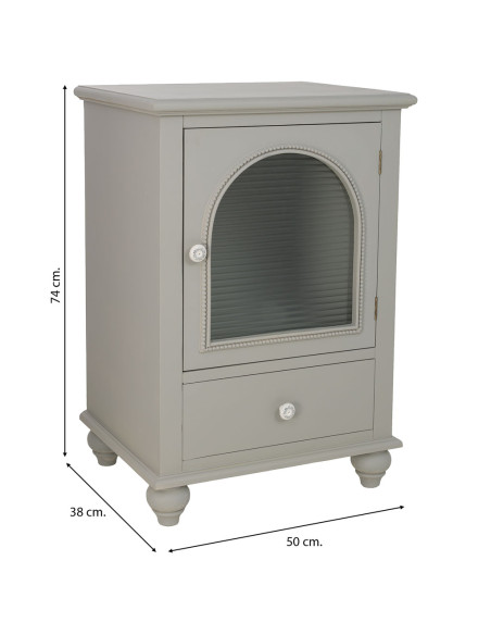 Table de chevet vert sauge en bois 1 porte 1 tiroir 50x38x74 cm Orelela  - 11