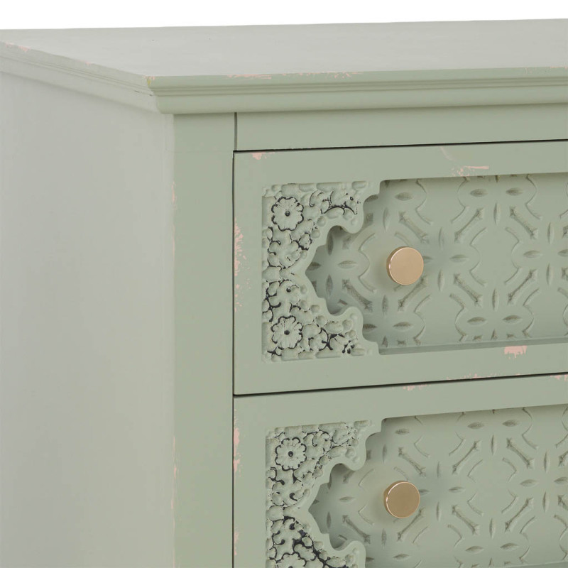 Commode haute vert sauge en bois 5 tiroirs 52x40x100 cm Feliza  - 7