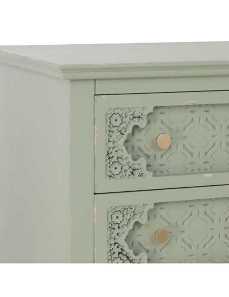 Commode haute vert sauge en bois 5 tiroirs 52x40x100 cm Feliza  - 7
