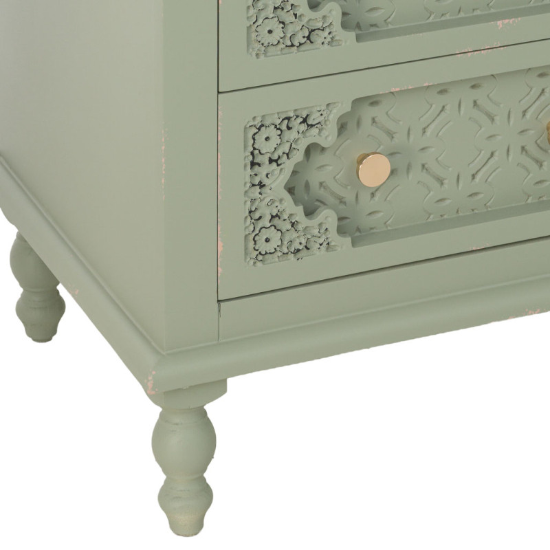Commode haute vert sauge en bois 5 tiroirs 52x40x100 cm Feliza  - 8