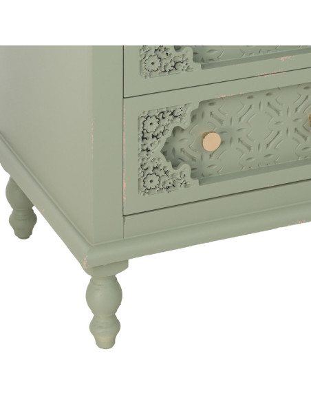 Commode haute vert sauge en bois 5 tiroirs 52x40x100 cm Feliza  - 8