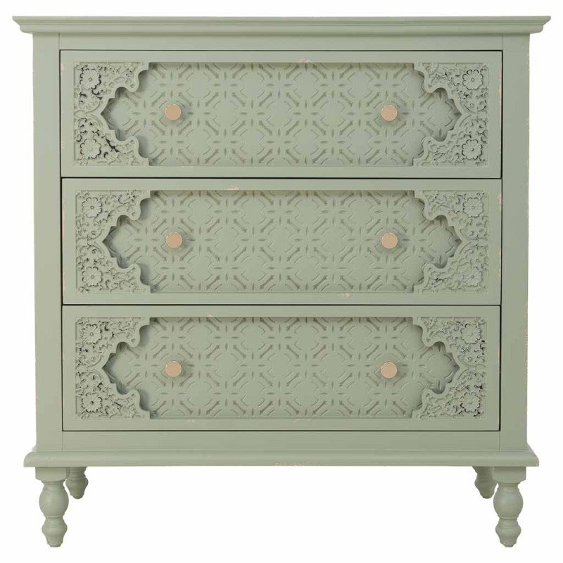 Commode 3 tiroirs vert sauge en bois 80x36x80,5 cm Feliza  - 2