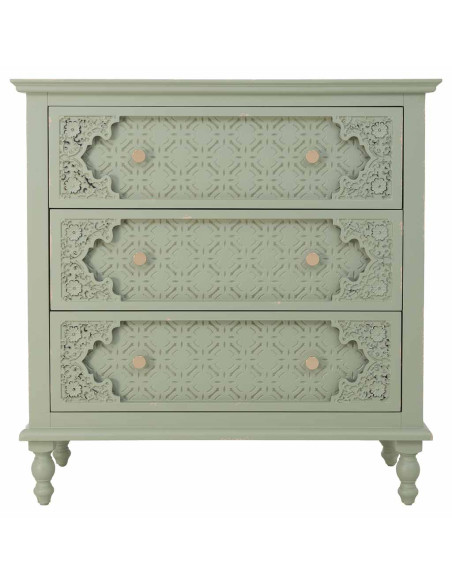 Commode 3 tiroirs vert sauge en bois 80x36x80,5 cm Feliza  - 2