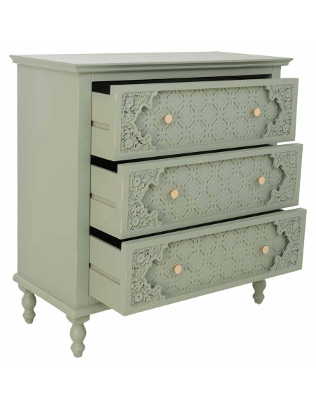 Commode 3 tiroirs vert sauge en bois 80x36x80,5 cm Feliza  - 3