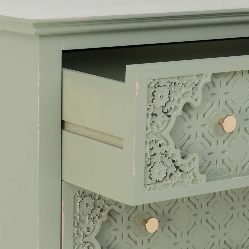 Commode 3 tiroirs vert sauge en bois 80x36x80,5 cm Feliza  - 5