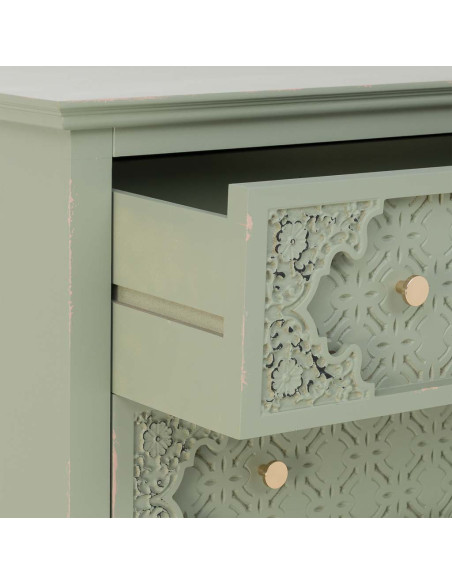 Commode 3 tiroirs vert sauge en bois 80x36x80,5 cm Feliza  - 5