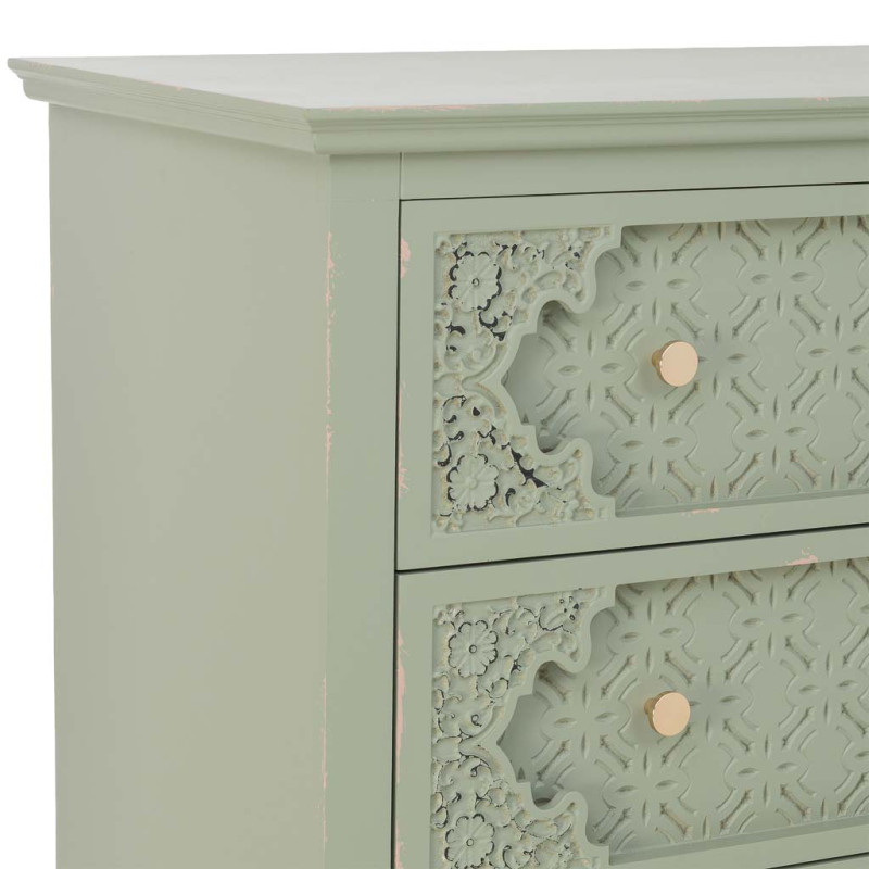Commode 3 tiroirs vert sauge en bois 80x36x80,5 cm Feliza  - 7