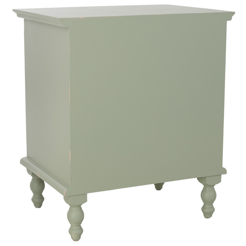 Table de chevet 3 tiroirs vert sauge en bois de sapin et MDF 52x38x59 cm Feliza  - 4