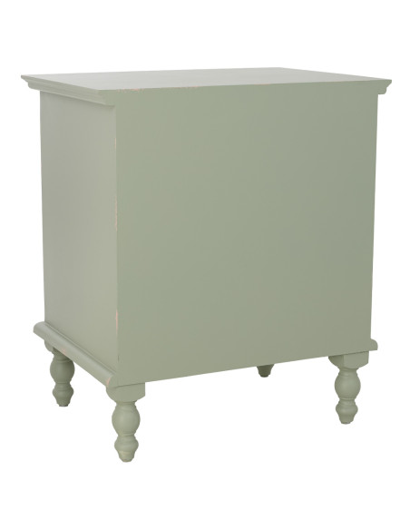 Table de chevet 3 tiroirs vert sauge en bois de sapin et MDF 52x38x59 cm Feliza  - 4