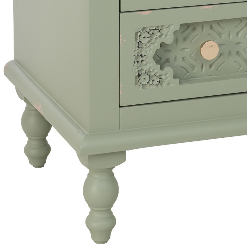 Table de chevet 3 tiroirs vert sauge en bois de sapin et MDF 52x38x59 cm Feliza  - 8