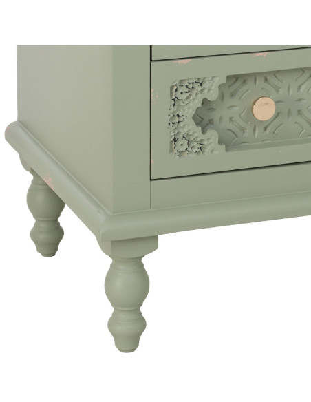 Table de chevet 3 tiroirs vert sauge en bois de sapin et MDF 52x38x59 cm Feliza  - 8