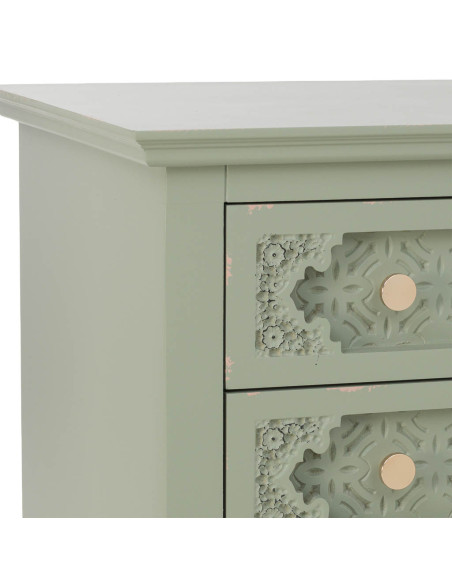 Table de chevet 3 tiroirs vert sauge en bois de sapin et MDF 52x38x59 cm Feliza  - 7