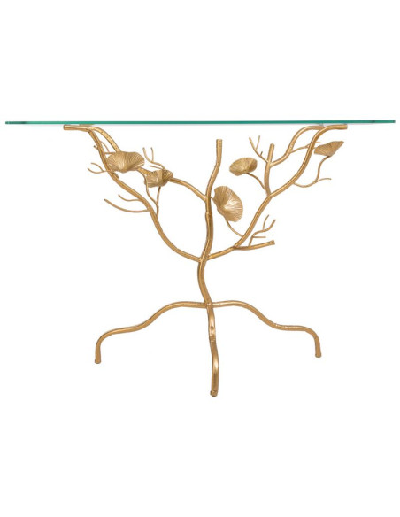 Console d’entrée dorée en métal et verre 110x40x80 cm Jeriza  - 3