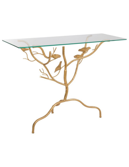 Console d’entrée dorée en métal et verre 110x40x80 cm Jeriza  - 4