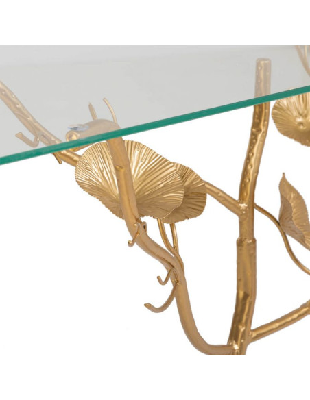 Console d’entrée dorée en métal et verre 110x40x80 cm Jeriza  - 6