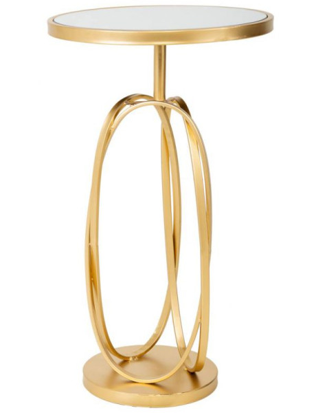 Table d’appoint ronde dorée en métal et miroir Ø35,5x61 cm Paviza  - 1