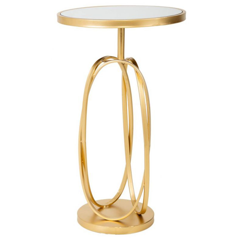Table d’appoint ronde dorée en métal et miroir Ø35,5x61 cm Paviza  - 1