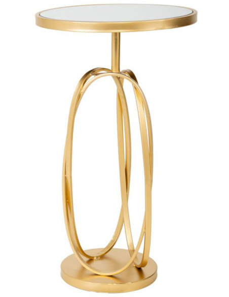Table d’appoint ronde dorée en métal et miroir Ø35,5x61 cm Paviza  - 1