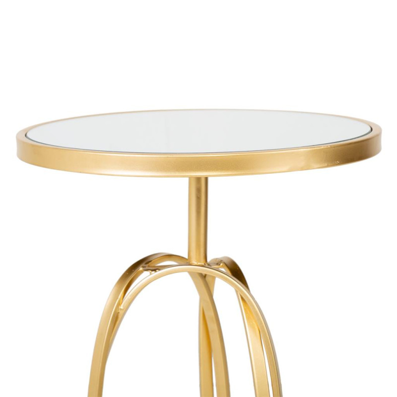 Table d’appoint ronde dorée en métal et miroir Ø35,5x61 cm Paviza  - 2