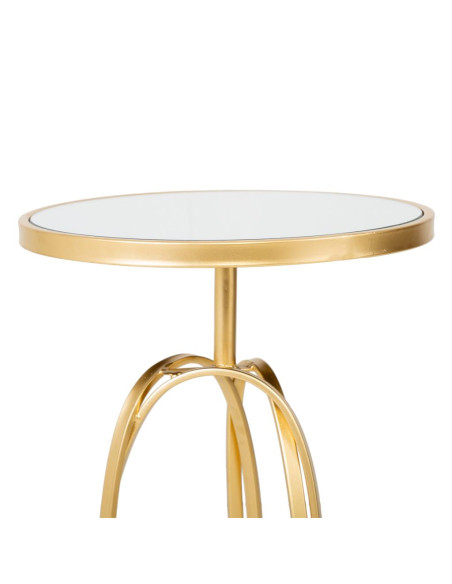 Table d’appoint ronde dorée en métal et miroir Ø35,5x61 cm Paviza  - 2