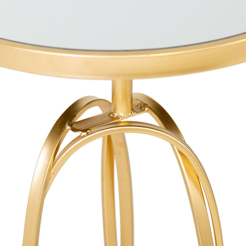Table d’appoint ronde dorée en métal et miroir Ø35,5x61 cm Paviza  - 4