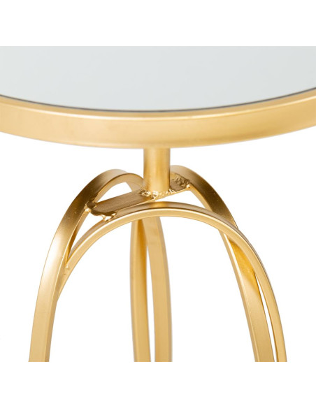 Table d’appoint ronde dorée en métal et miroir Ø35,5x61 cm Paviza  - 4