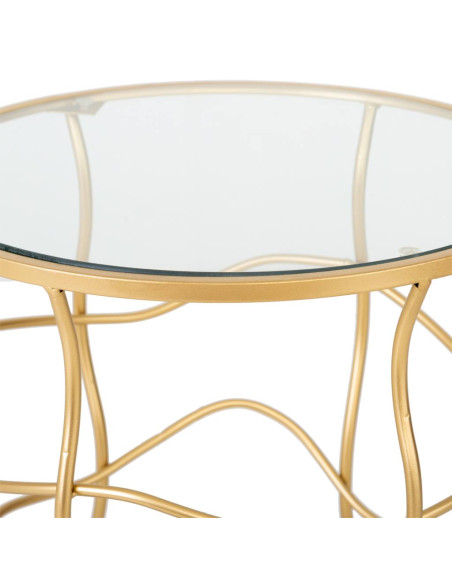 Table d’appoint ronde dorée métal et verre Ø46x60 cm Failia  - 4