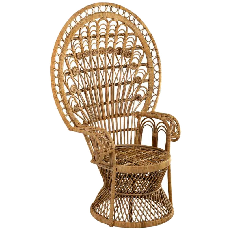 Fauteuil Emmanuelle en rotin et bambou marron miel 75x50x144 cm Baedia  - 1