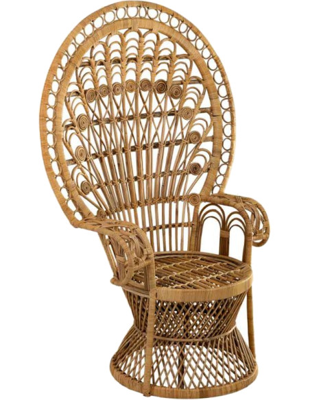 Fauteuil Emmanuelle en rotin et bambou marron miel 75x50x144 cm Baedia  - 1