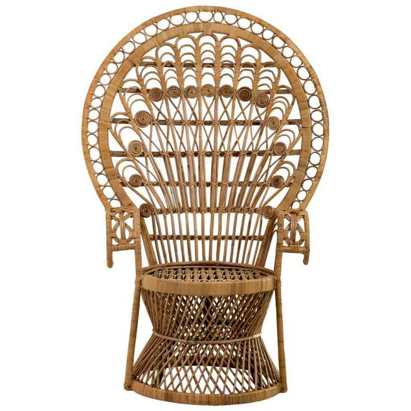 Fauteuil Emmanuelle en rotin et bambou marron miel 75x50x144 cm Baedia  - 2