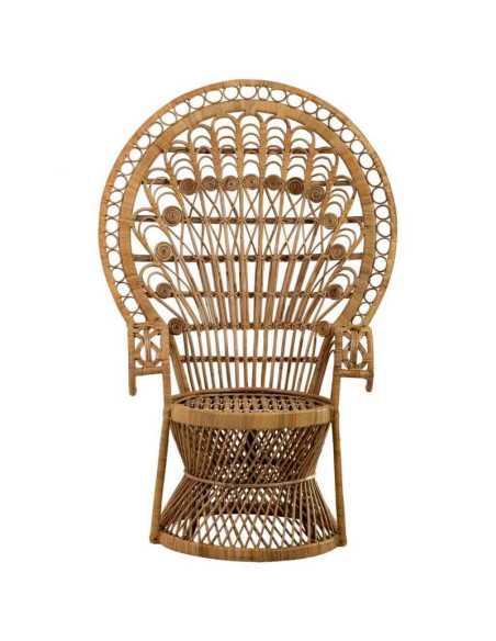 Fauteuil Emmanuelle en rotin et bambou marron miel 75x50x144 cm Baedia  - 2