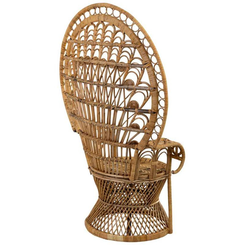 Fauteuil Emmanuelle en rotin et bambou marron miel 75x50x144 cm Baedia  - 4