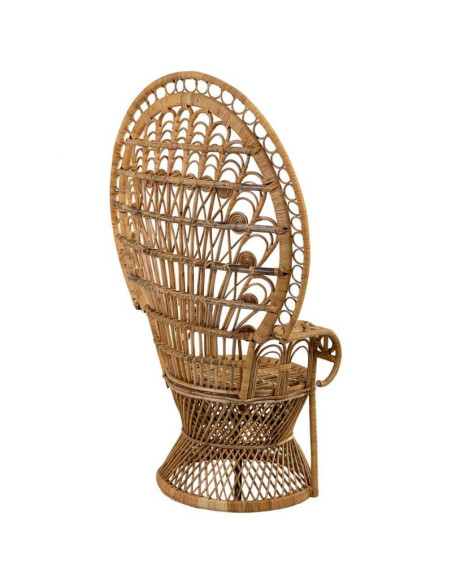 Fauteuil Emmanuelle en rotin et bambou marron miel 75x50x144 cm Baedia  - 4