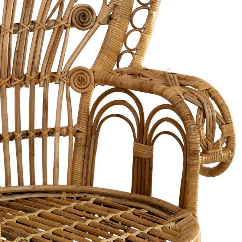 Fauteuil Emmanuelle en rotin et bambou marron miel 75x50x144 cm Baedia  - 6