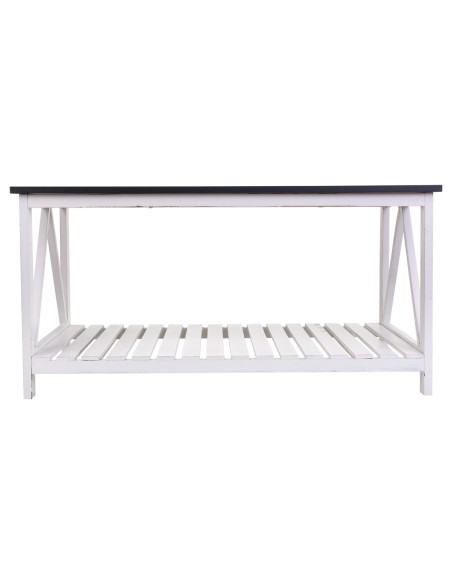 Table basse campagne chic blanche et bois naturel 92x53x46 cm Lovila  - 4