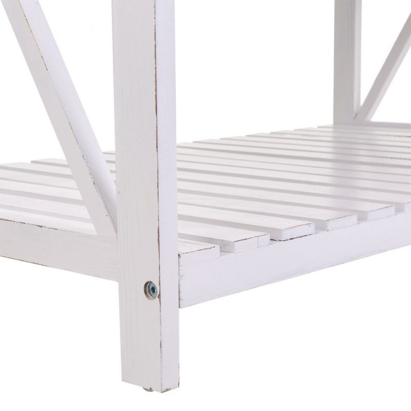 Table basse campagne chic blanche et bois naturel 92x53x46 cm Lovila  - 7