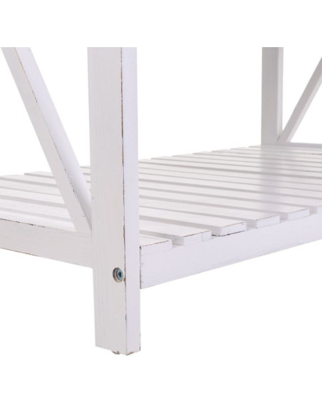 Table basse campagne chic blanche et bois naturel 92x53x46 cm Lovila  - 7