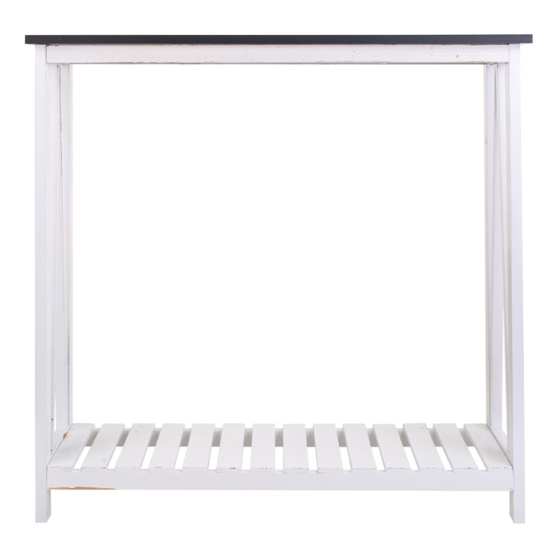 Console d’entrée campagne chic blanche et bois naturel 80x30x80 cm Lovila  - 2