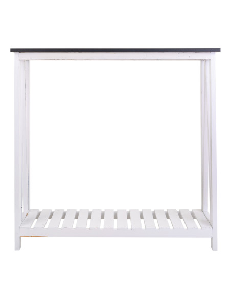 Console d’entrée campagne chic blanche et bois naturel 80x30x80 cm Lovila  - 2