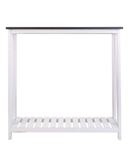 Console d’entrée campagne chic blanche et bois naturel 80x30x80 cm Lovila  - 4