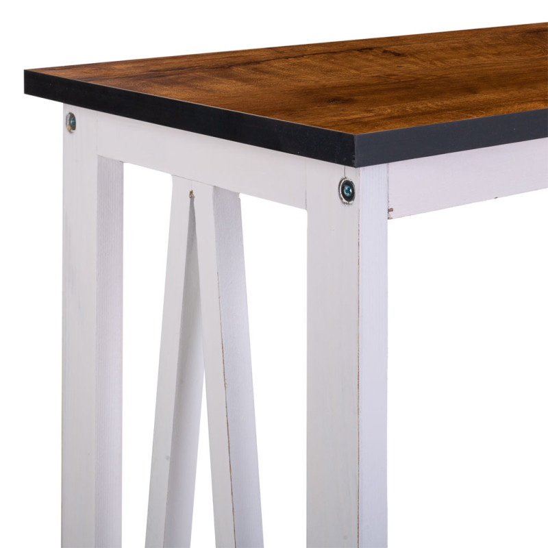 Console d’entrée campagne chic blanche et bois naturel 80x30x80 cm Lovila  - 6