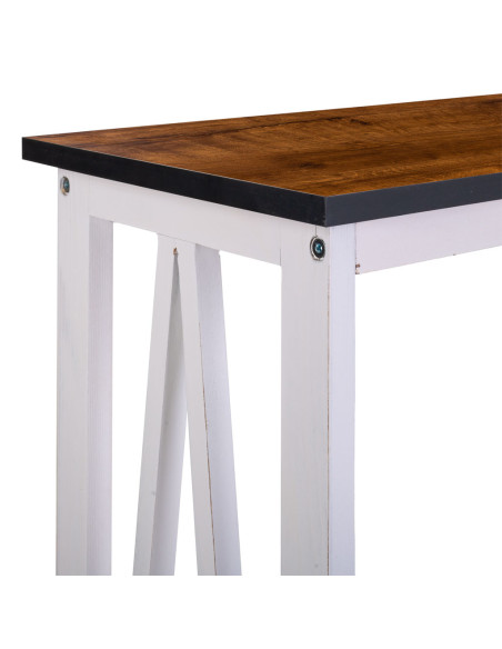 Console d’entrée campagne chic blanche et bois naturel 80x30x80 cm Lovila  - 6