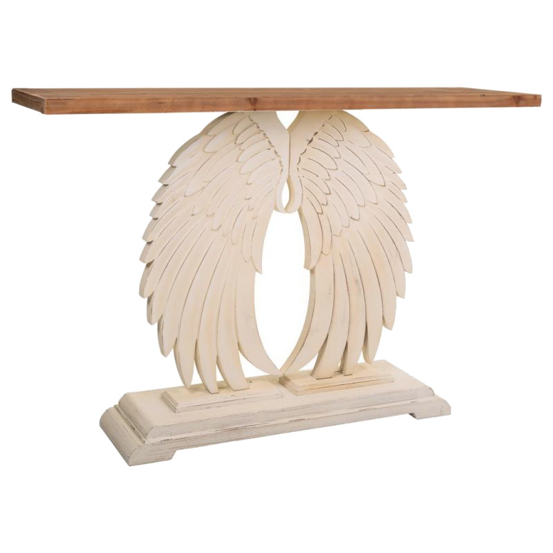 Console d’entrée romantique ailes d’ange en bois beige 150x40x101 cm Faebia  - 1