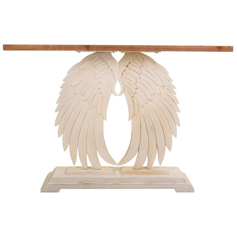 Console d’entrée romantique ailes d’ange en bois beige 150x40x101 cm Faebia  - 2